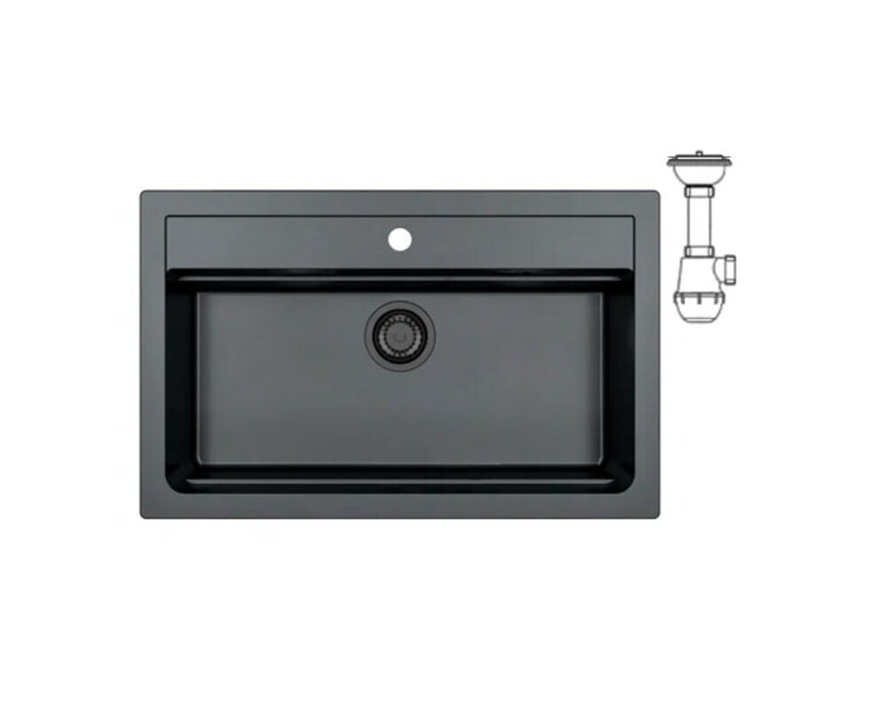 Мойка ALVEUS  GRANITAL ATROX 40 CARBON - G91 790 X  500  1X в комплекте с сифоном 1148149 BLACK EDITION