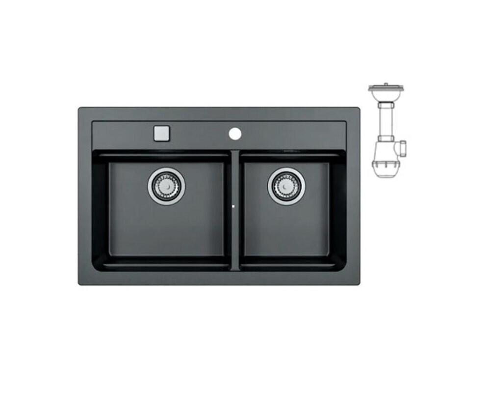 Мойка ALVEUS  GRANITAL ATROX 50 CARBON - G91 790x500x195 в комплекте с сифоном 1132822,