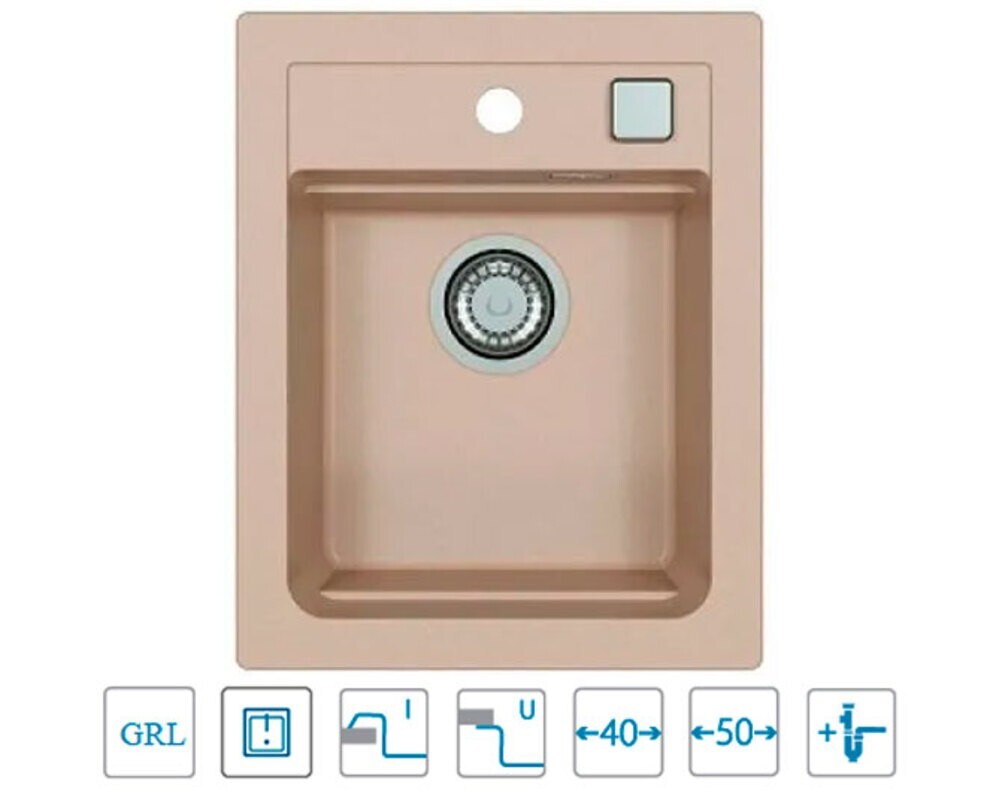 Мойка ALVEUS  GRANITAL ATROX 10 TERRA - G22 400 X  500  1X в комплекте с сифоном 1132823,