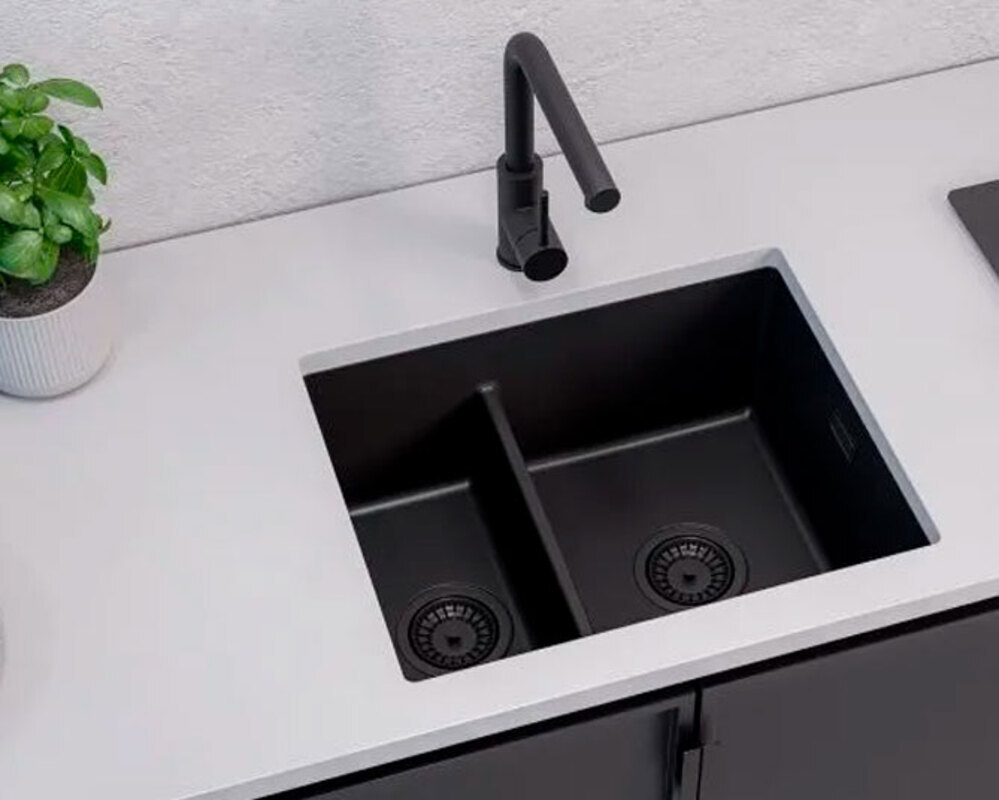 Мойка ALVEUS  OMNI 50 GRANITAL DEEP BLACK-G90 BE 550x450x198 с сифоном 1149000