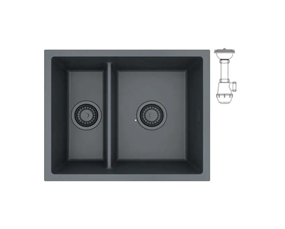 Мойка ALVEUS  OMNI 50 GRANITAL DEEP BLACK-G90 BE 550x450x198 с сифоном 1149000