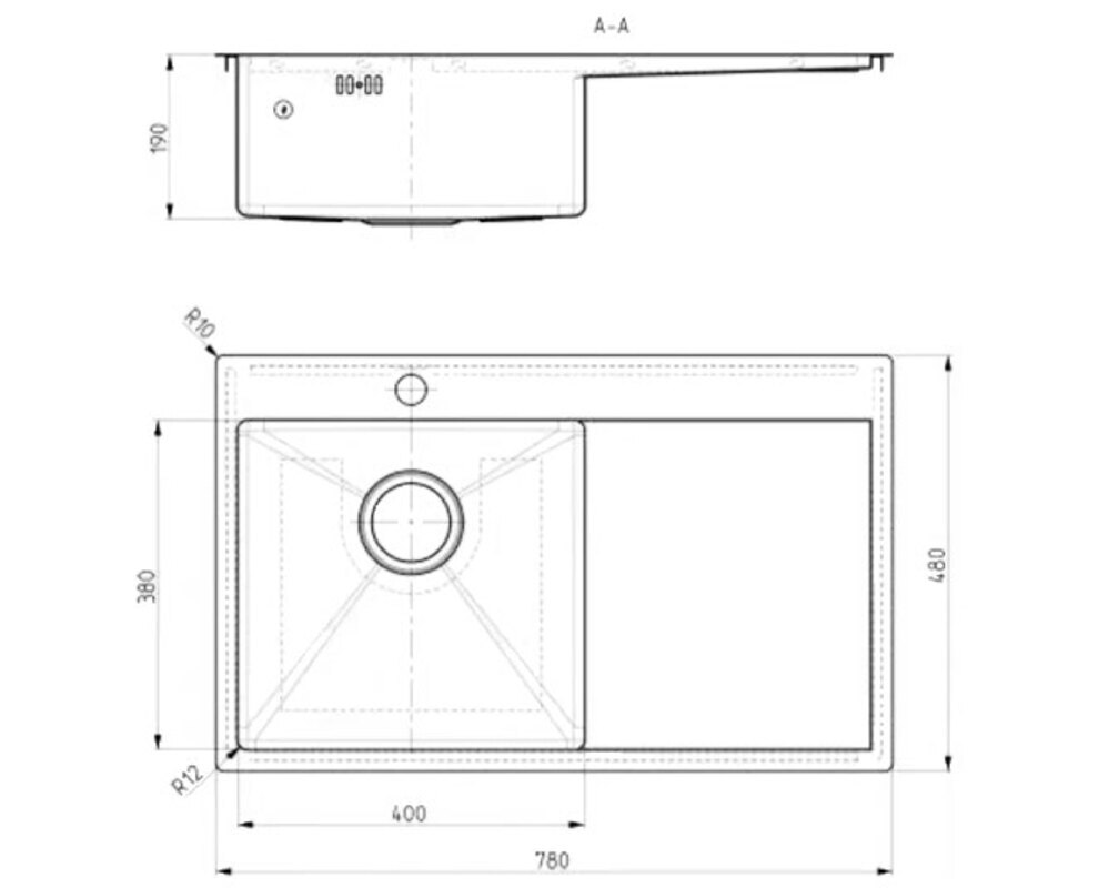 Мойка ALVEUS QUARTO 30 BRS-90 780х480 в комплекте с сифоном 1130551,