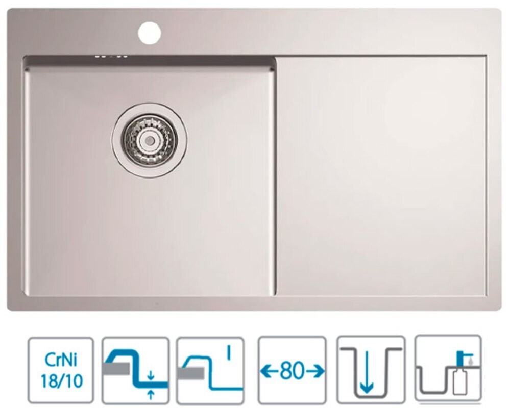 Мойка ALVEUS QUARTO 30 BRS-90 780х480 в комплекте с сифоном 1130551,