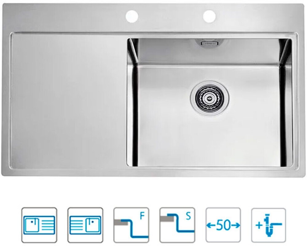 Мойка ALVEUS PURE 50R KMB-90 860X525 правая в компл. с сифоном 1127252,