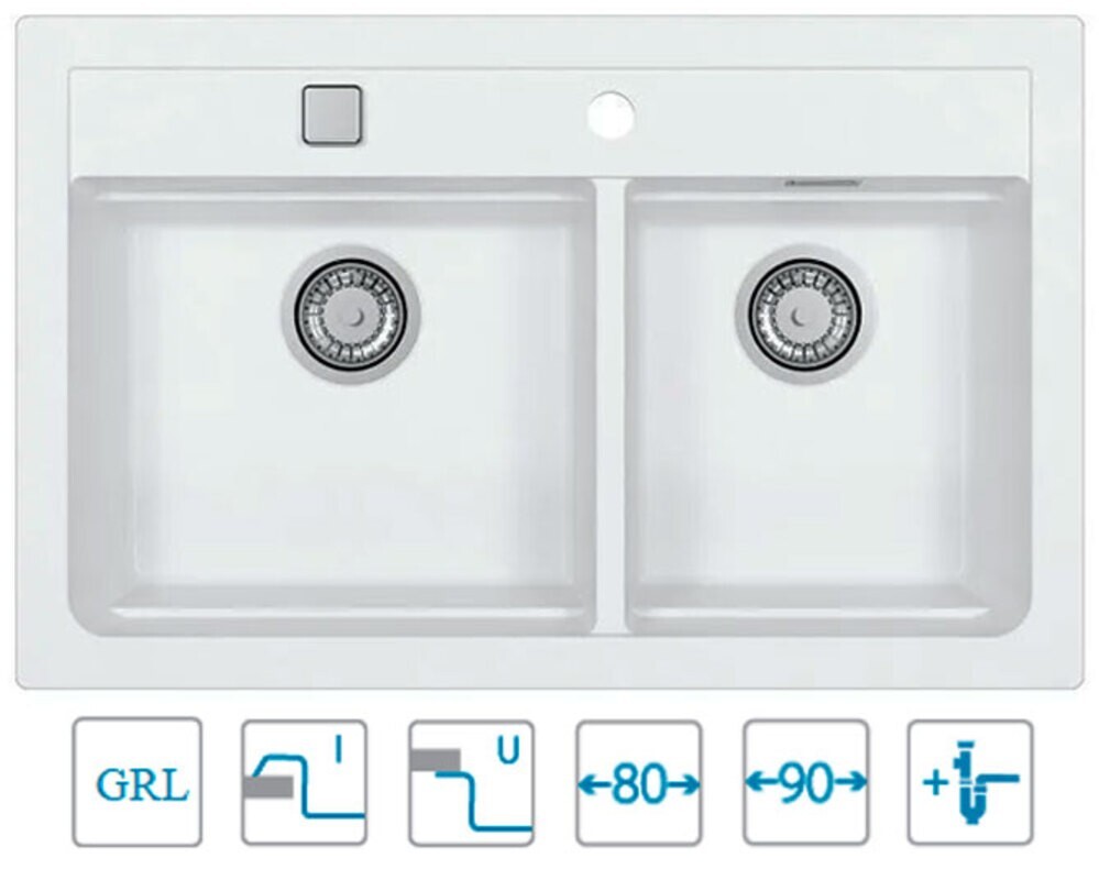 Мойка ALVEUS  GRANITAL ATROX 50 ARCTIC - G11 790x500x195 в комплекте с сифоном 1132822,