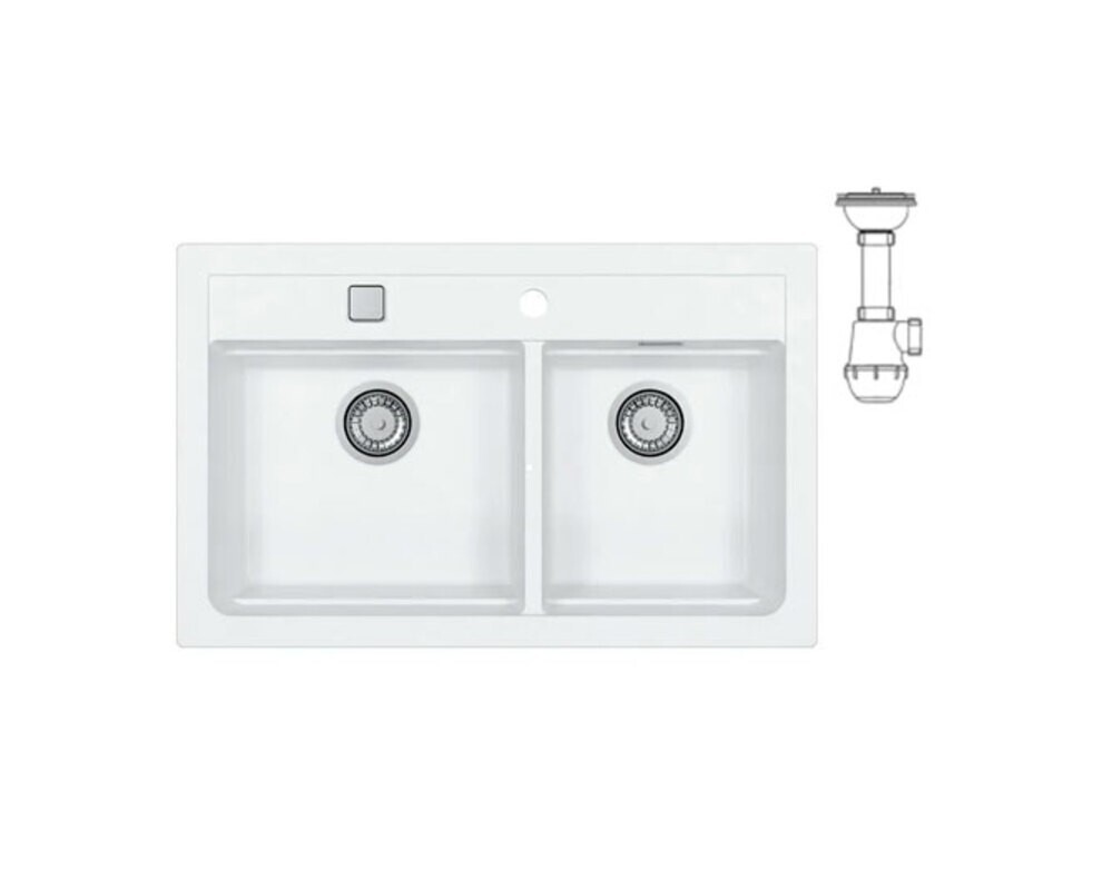 Мойка ALVEUS  GRANITAL ATROX 50 ARCTIC - G11 790x500x195 в комплекте с сифоном 1132822,