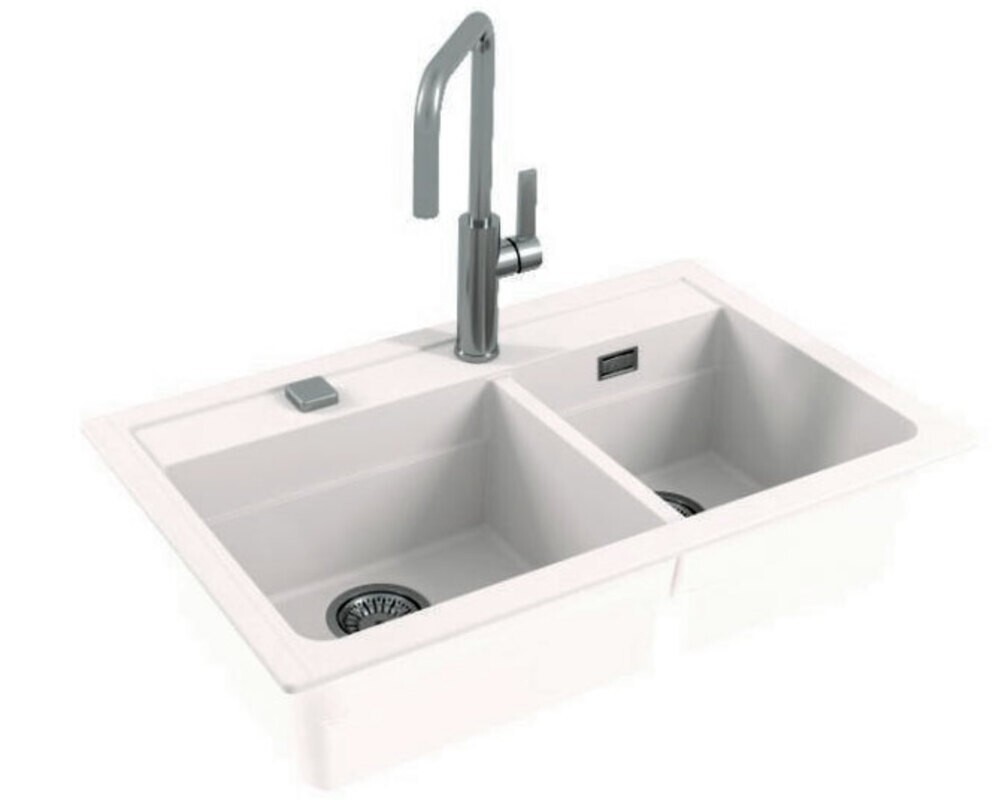 Мойка ALVEUS  GRANITAL ATROX 50 ARCTIC - G11 790x500x195 в комплекте с сифоном 1132822,