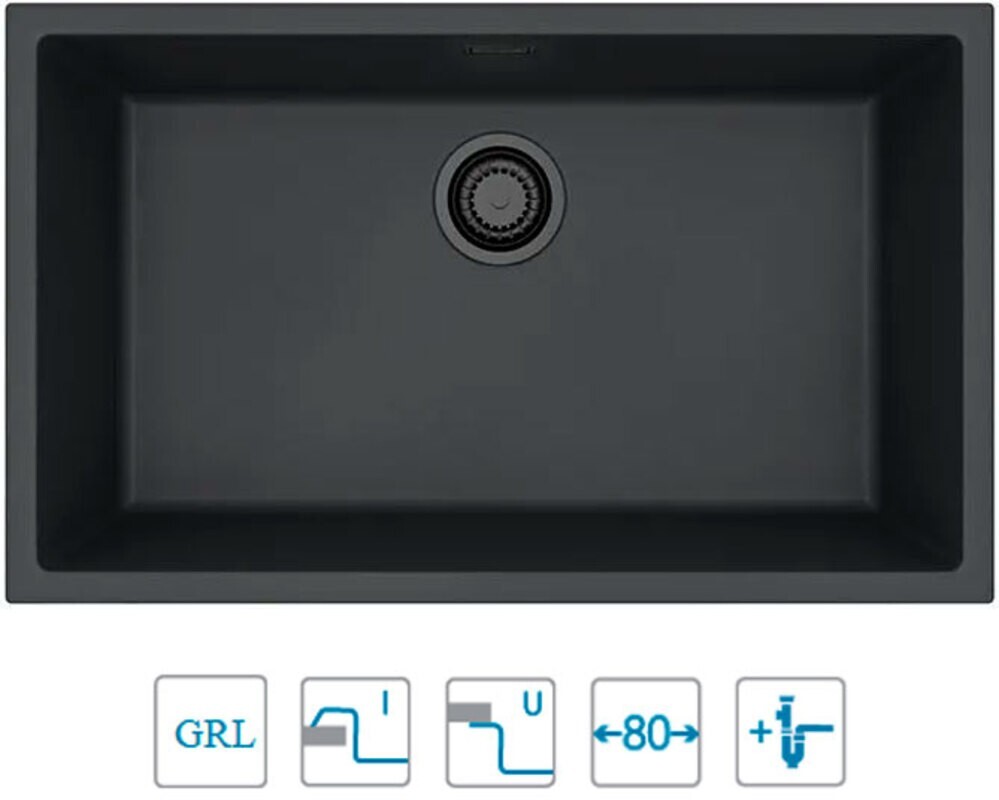 Мойка ALVEUS  OMNI 40 GRANITAL DEEP BLACK-G90 BE 750x450x198 с сифоном 1148151