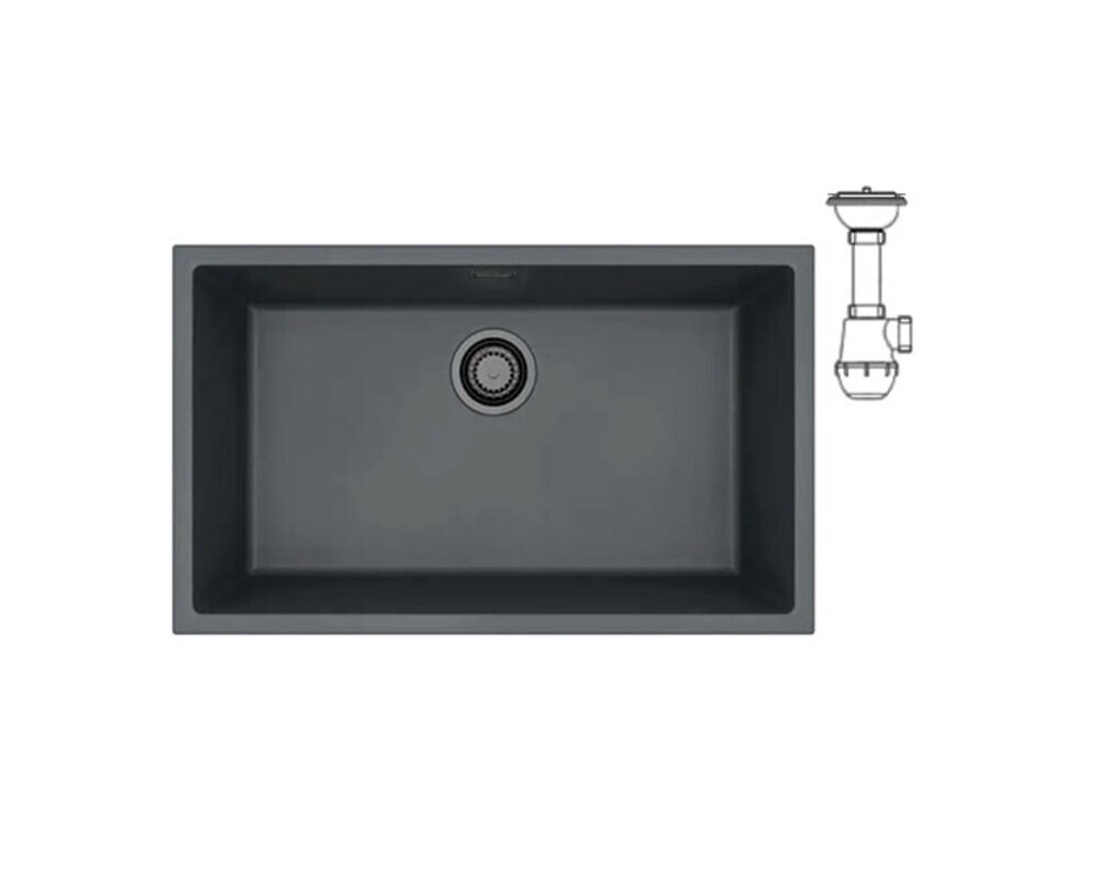 Мойка ALVEUS  OMNI 40 GRANITAL DEEP BLACK-G90 BE 750x450x198 с сифоном 1148151