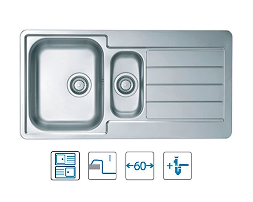 Мойка ALVEUS LINE 10 NAT-90 980X500 в компл. с сифоном 1130555,
