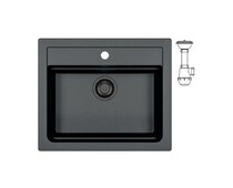Мойка ALVEUS  GRANITAL ATROX 30 CARBON - G91 590 X  500  1X в комплекте с сифоном 1148149 BLACK EDITION