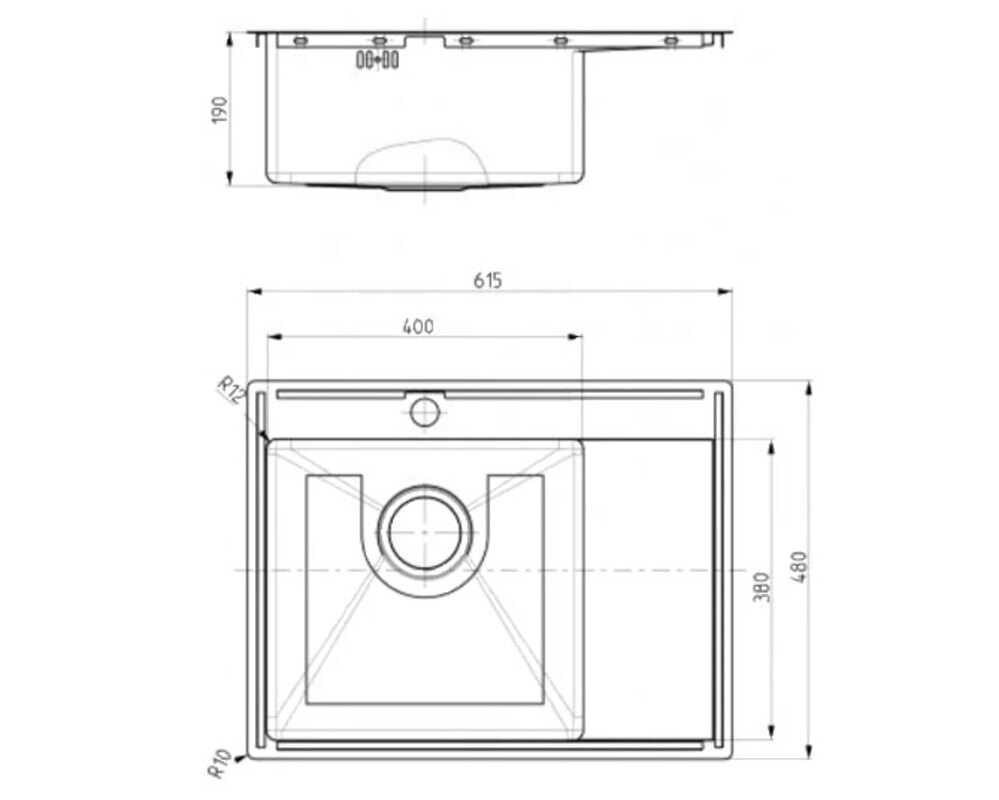 Мойка ALVEUS QUARTO 20 BRS-90 615х480 в комплекте с сифоном 1130551,