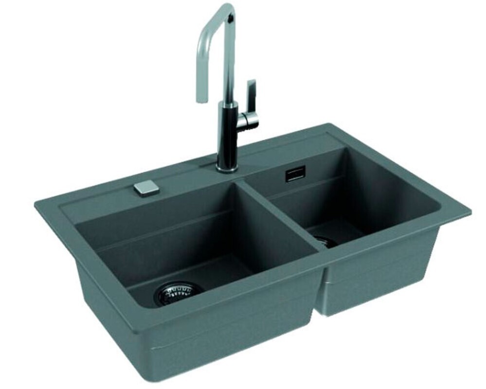 Мойка ALVEUS  GRANITAL ATROX 50 CONCRETE - G81 790x500x195 в комплекте с сифоном 1132822,