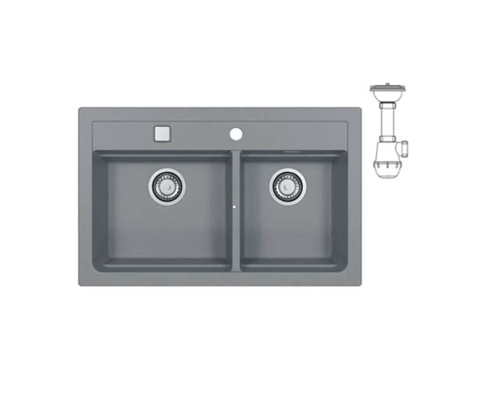 Мойка ALVEUS  GRANITAL ATROX 50 CONCRETE - G81 790x500x195 в комплекте с сифоном 1132822,
