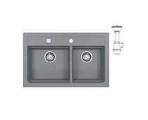 Мойка ALVEUS  GRANITAL ATROX 50 CONCRETE - G81 790x500x195 в комплекте с сифоном 1132822,