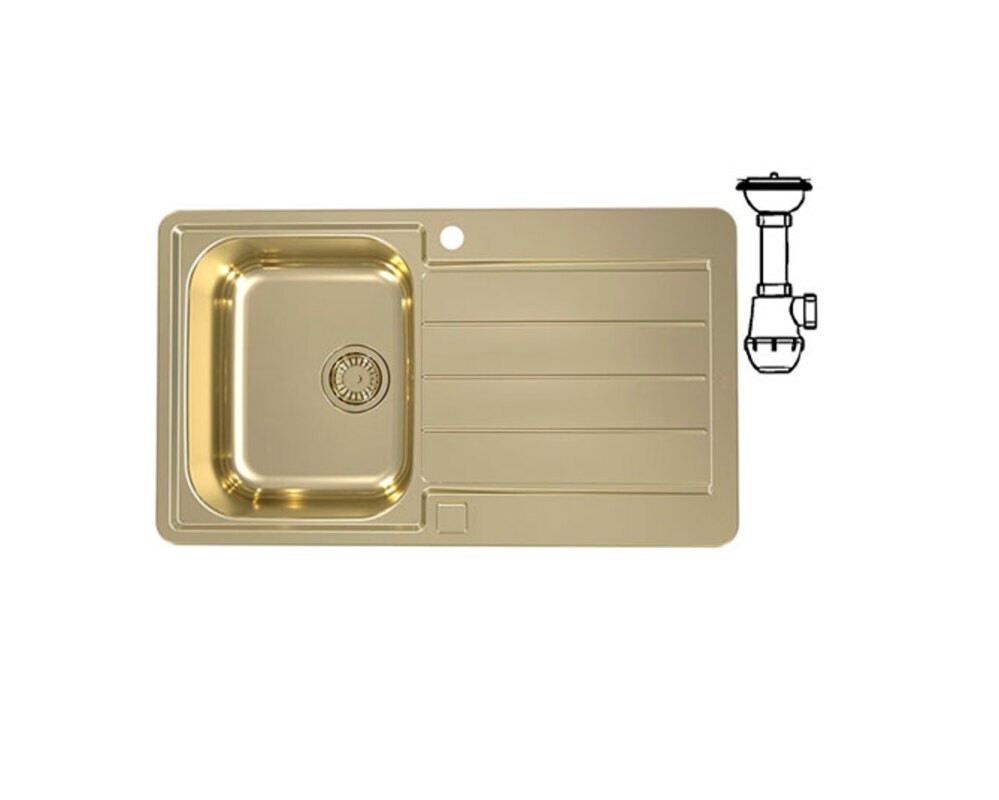 Мойка ALVEUS LINE MONARCH 20 GOLD 860X5001X в компл. с выпуском без сифона,