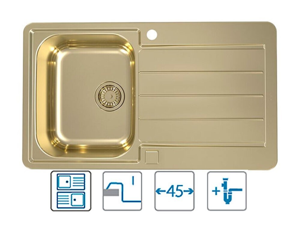 Мойка ALVEUS LINE MONARCH 20 GOLD 860X5001X в компл. с выпуском без сифона,