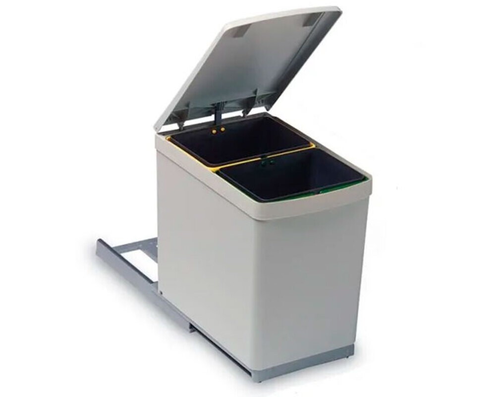 Система сортировки мусора ALBIO 10 2X7,5 L серый пластик ALVEUS,