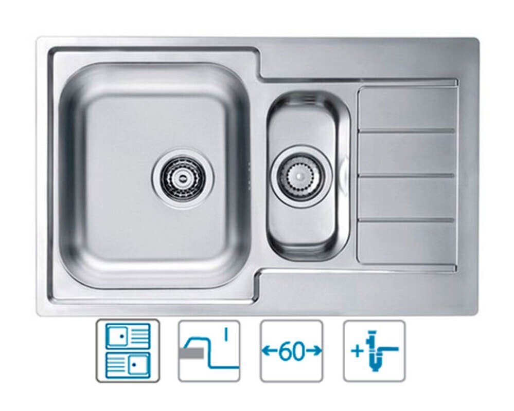 Мойка ALVEUS LINE 70 NAT-90 790X500 в компл. с сифоном 1130555,