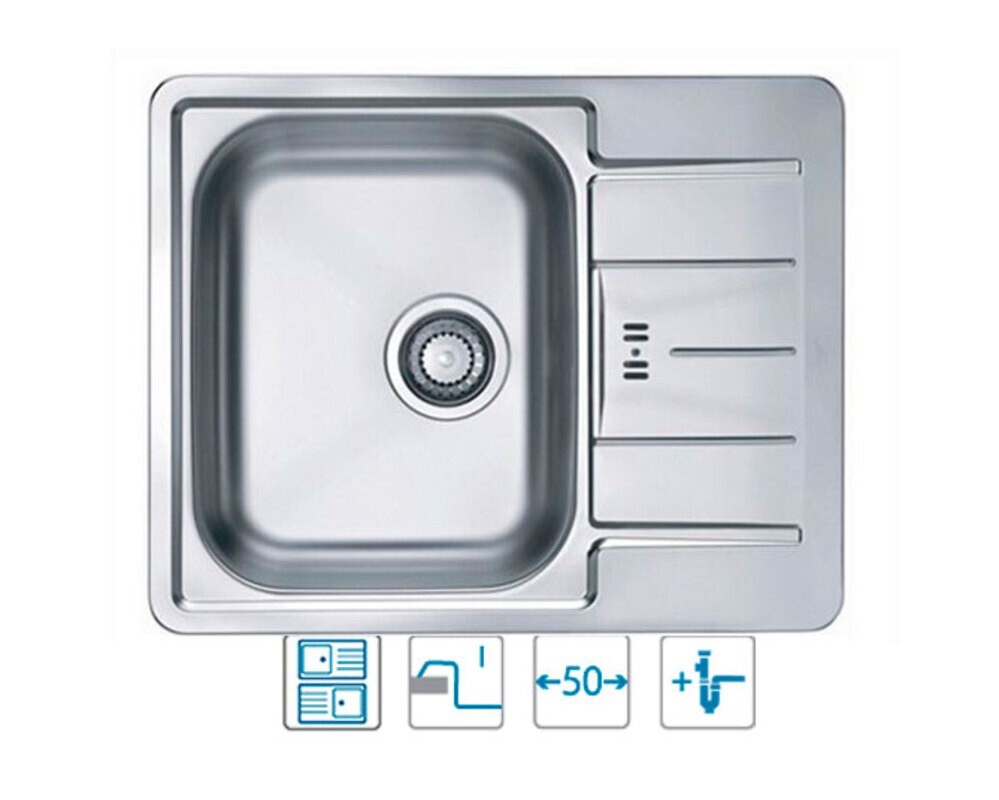 Мойка ALVEUS LINE 60 NAT-90  615X500 в компл. с сифоном 1064388,