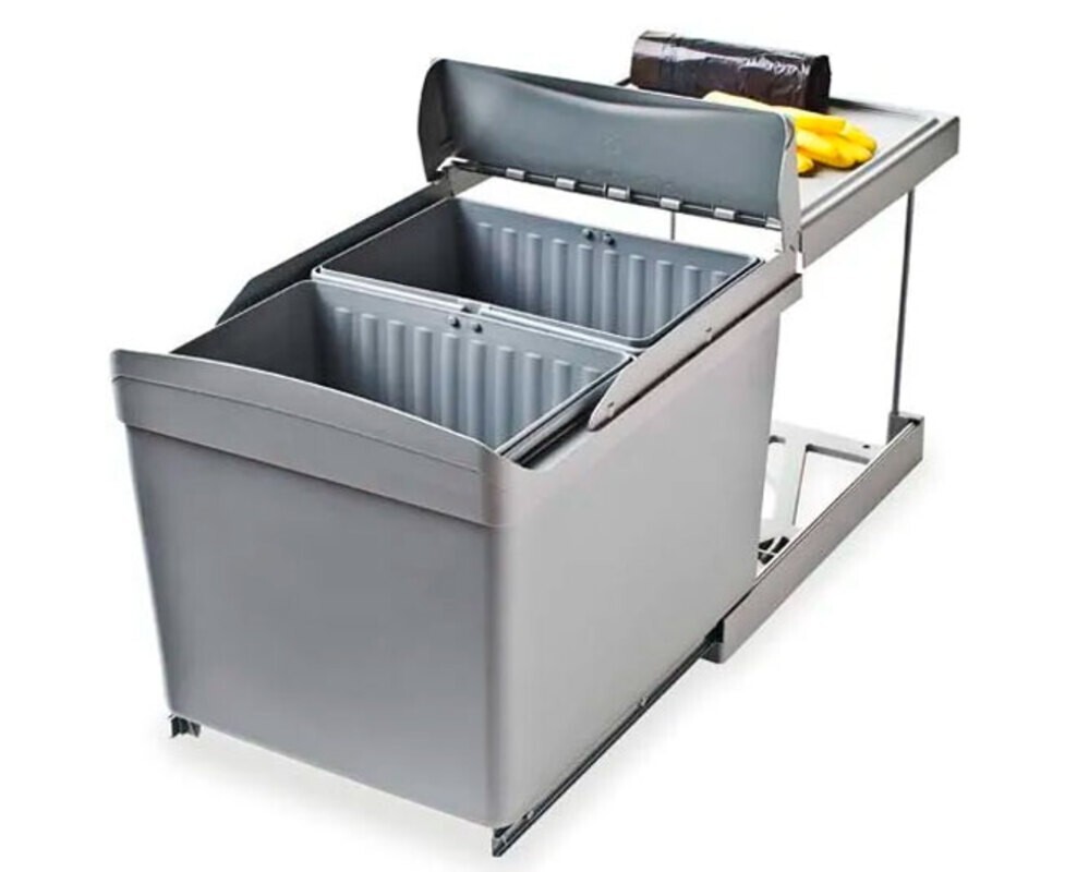 Система сортировки мусора ALBIO 30 2X16 L серый пластик ALVEUS,