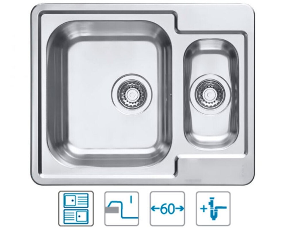 Мойка ALVEUS LINE MAXIM 50  SAT-90 610X500 в компл. с сифоном 1130555,