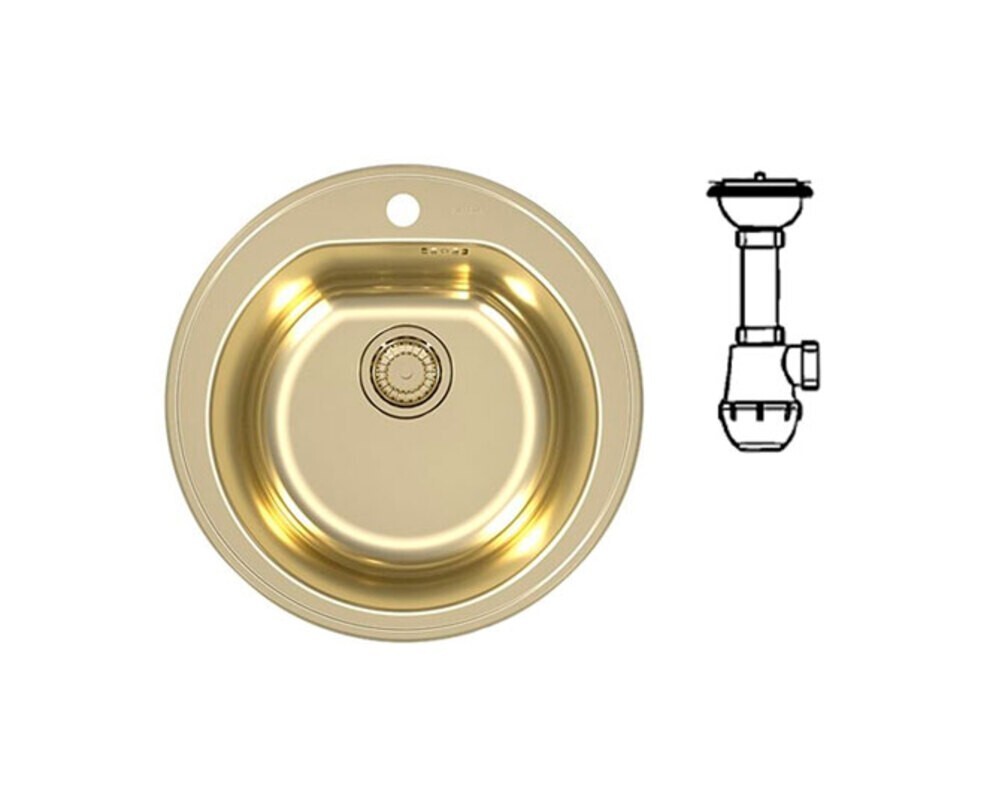 Мойка ALVEUS FORM MONARCH 30 GOLD-90 FI 510 в компл. с выпуском без сифона,