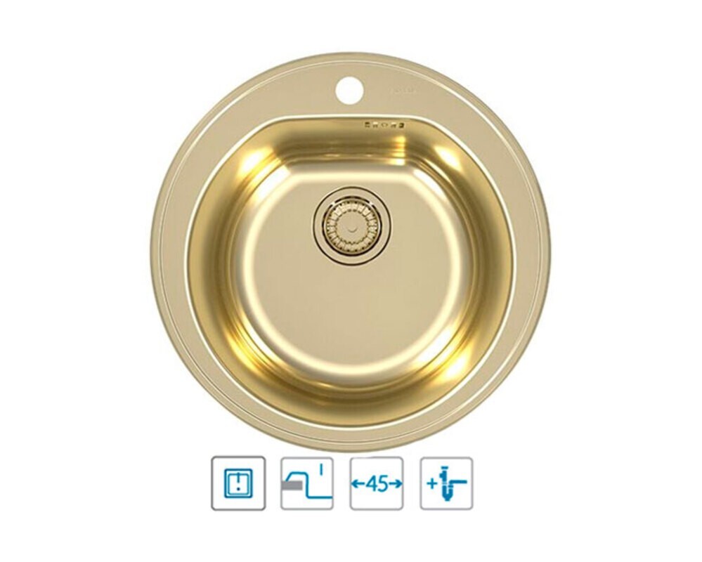 Мойка ALVEUS FORM MONARCH 30 GOLD-90 FI 510 в компл. с выпуском без сифона,