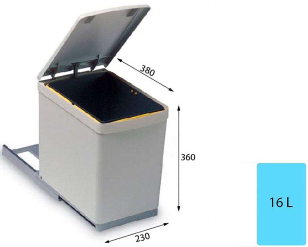 Система сортировки мусора ALBIO 10 1X16 L серый пластик ALVEUS,