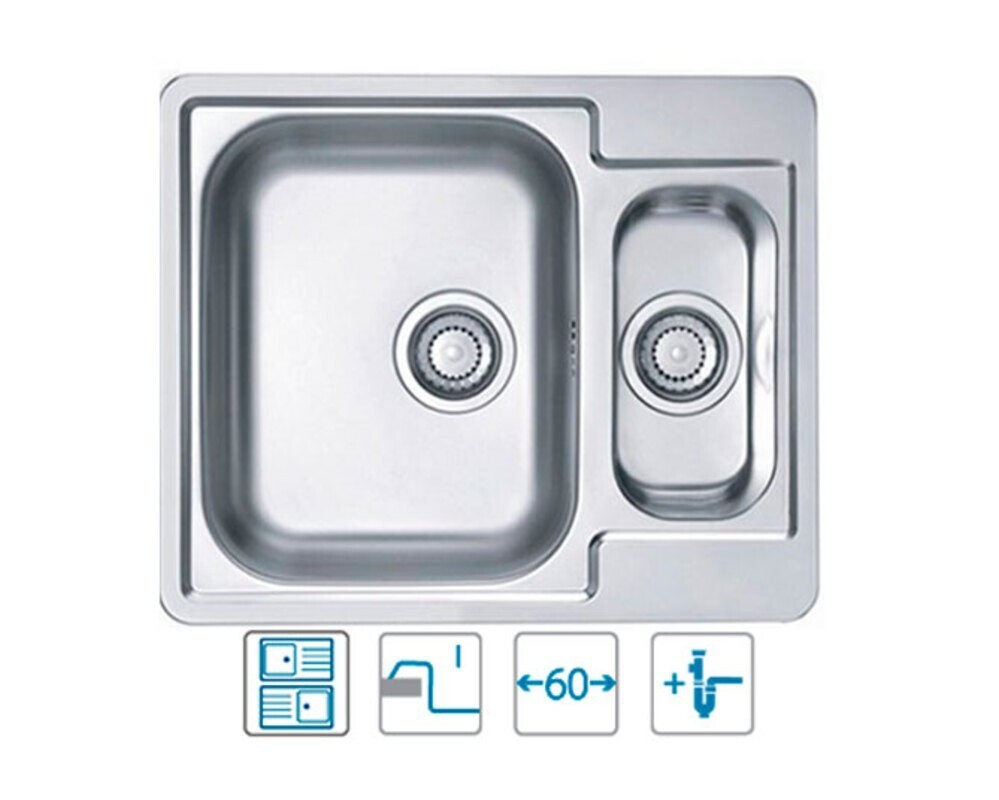 Мойка ALVEUS LINE 50 NAT-90 615X500 в компл. с сифоном 1130555,