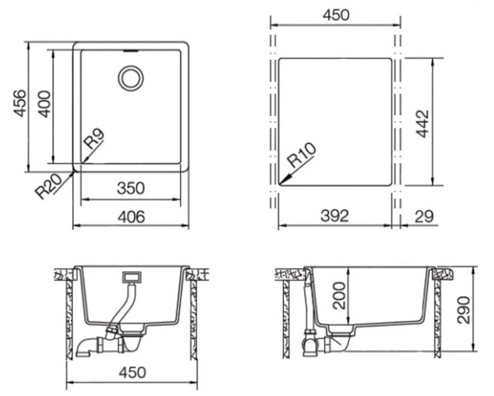 Мойка SCHOCK GREENWICH 45 Cristadur поларис 406х456