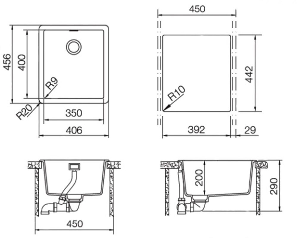 Мойка SCHOCK GREENWICH 45 Cristadur пуро 406х456
