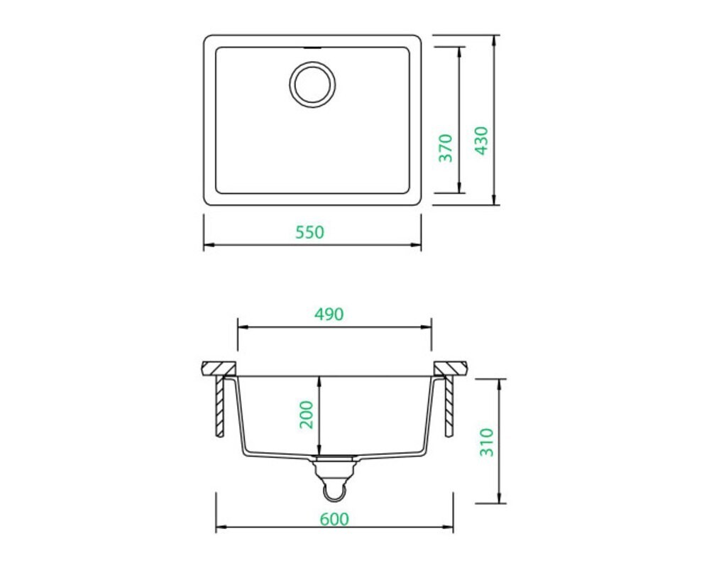 Мойка Schock QUADRO 60U баварский камень 550х430